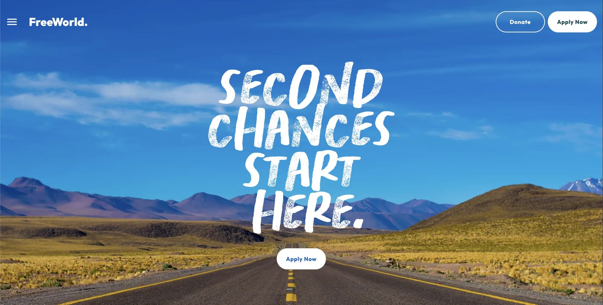FreeWorld homepage: Second chances start here